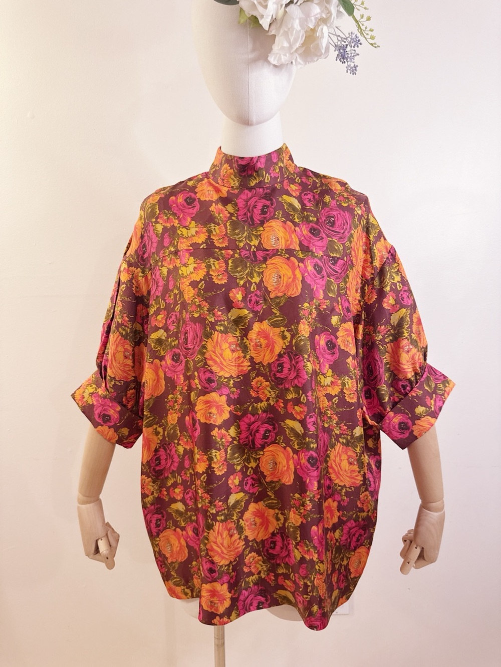 Zara 100% Silk Floral Oversized Top 🌹✨
